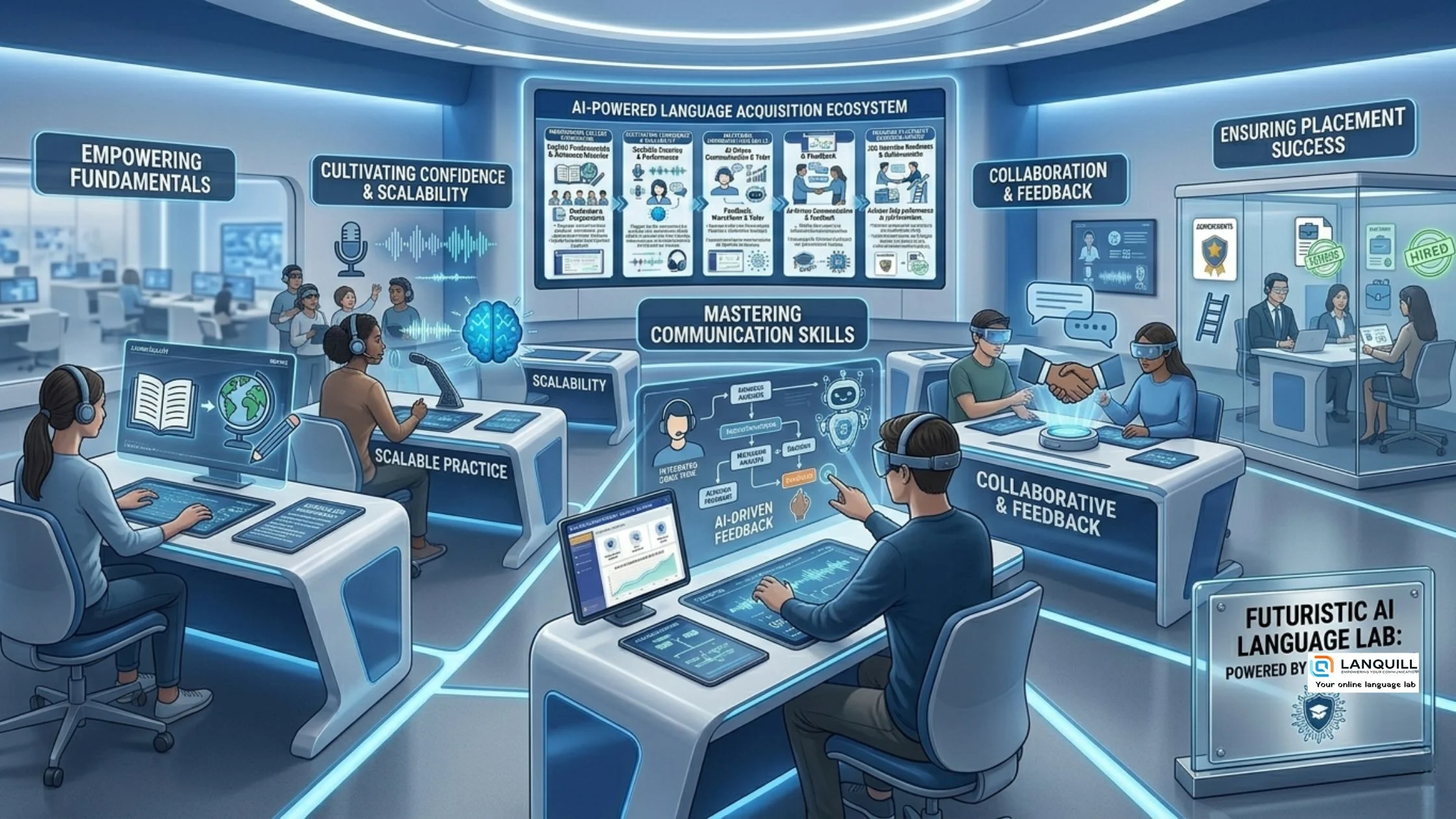 AI language lab for colleges with speech analysis and personalized communication training
